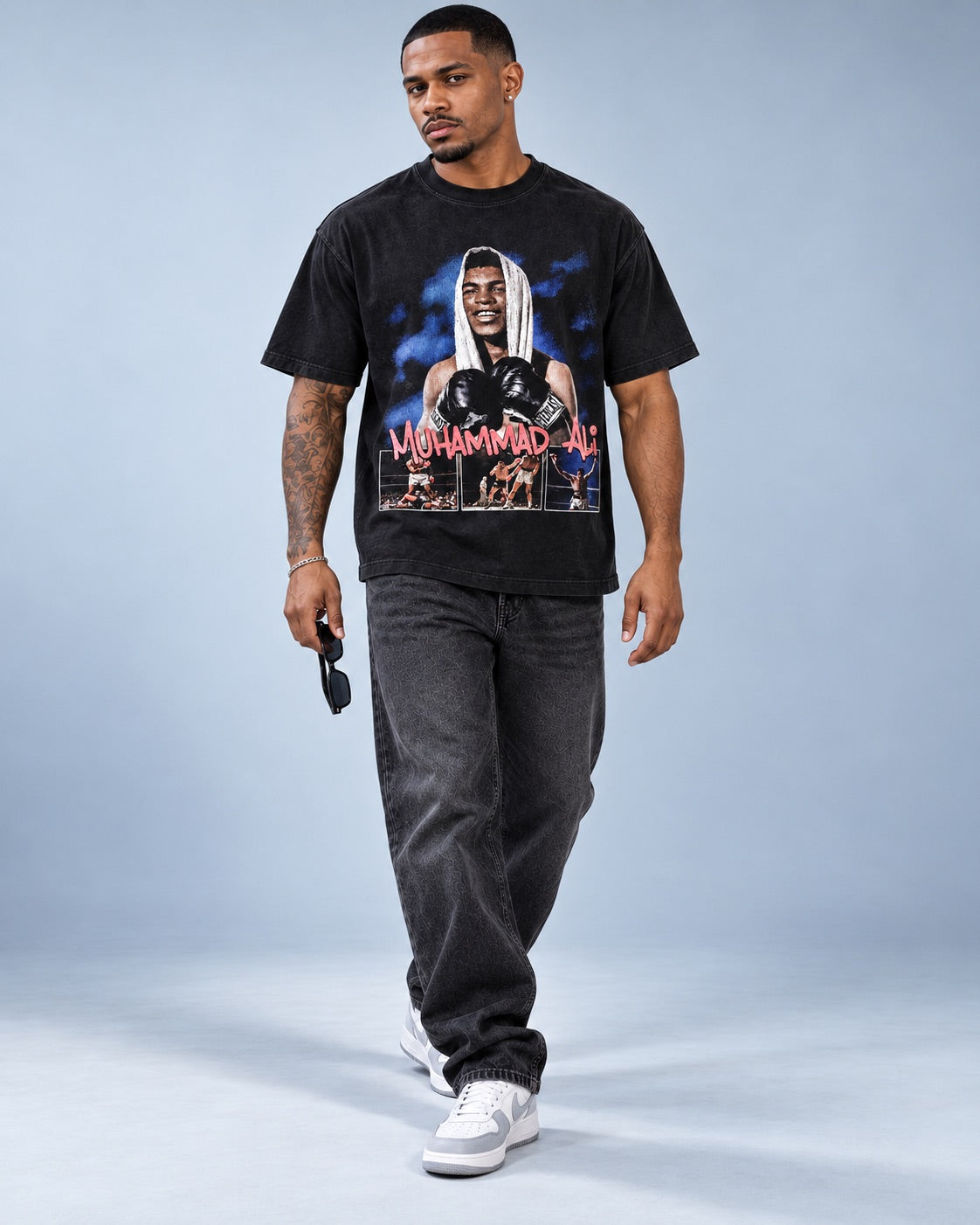 Modelo con camiseta Muhammad Ali de Graphic Techne